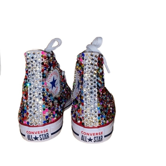 Multi Colour Crystal High Top Converse Sizes 5-14 New In Box With Ribbon Laces - Picture 5 of 15